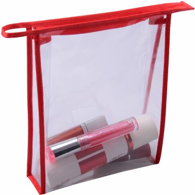 Vinyl Clear PVC Cosmetic Bag with Fabric Binding
